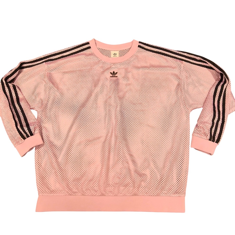 Adidas Originals Pink Mesh Long Sleeve Trefoil Sweatshirt GP2152 Womens Large